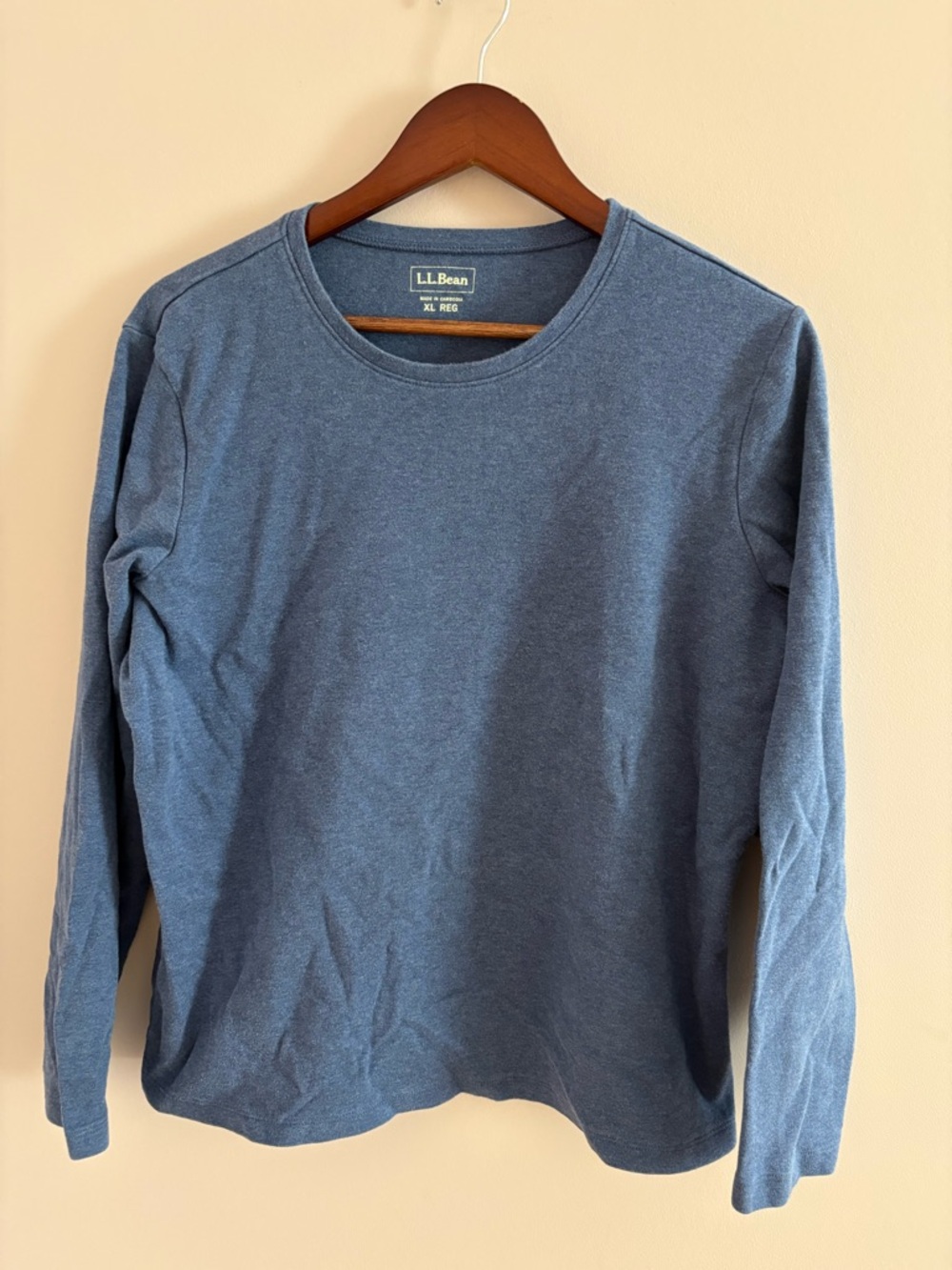L.L. Bean Men's Long-Sleeve Crewneck Shirt - Heather Blue
